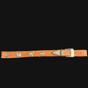 Vintage Women's 28 - 34 Inch Silver Native American Southwest Leather Belt